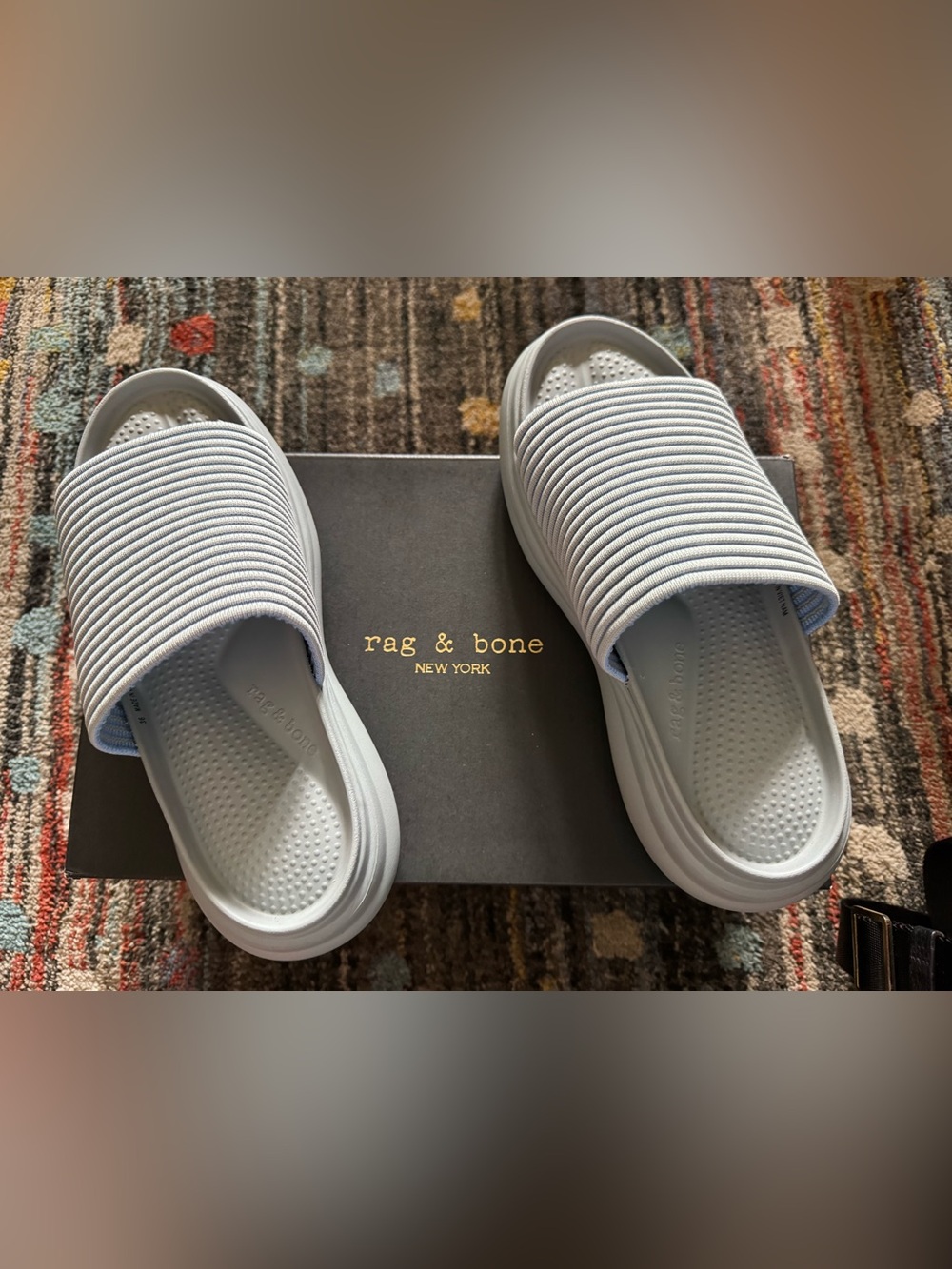 Rag & Bone - New in box 
Brixley Knit Slide Sandal
Color: Gray/Blue 
size 6